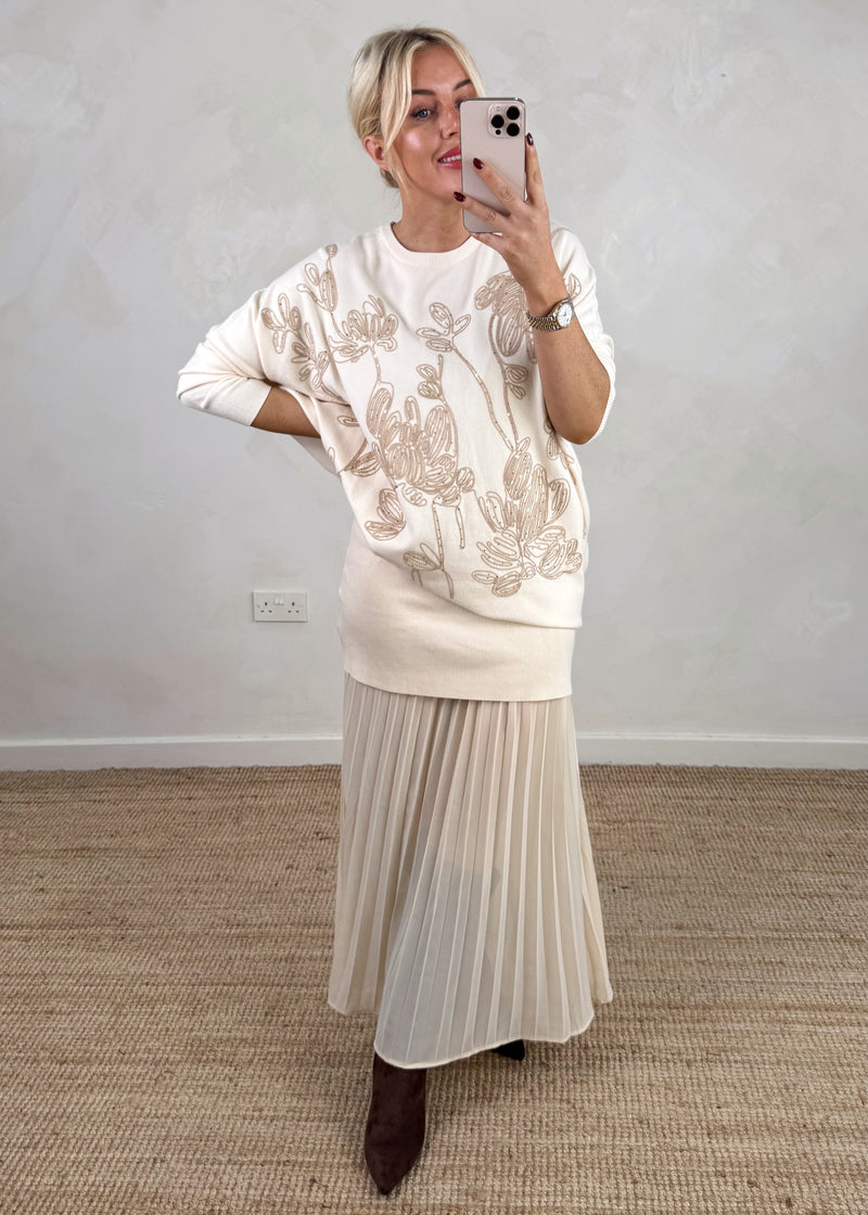 Shelley Embroidered knit - cream-The Style Attic