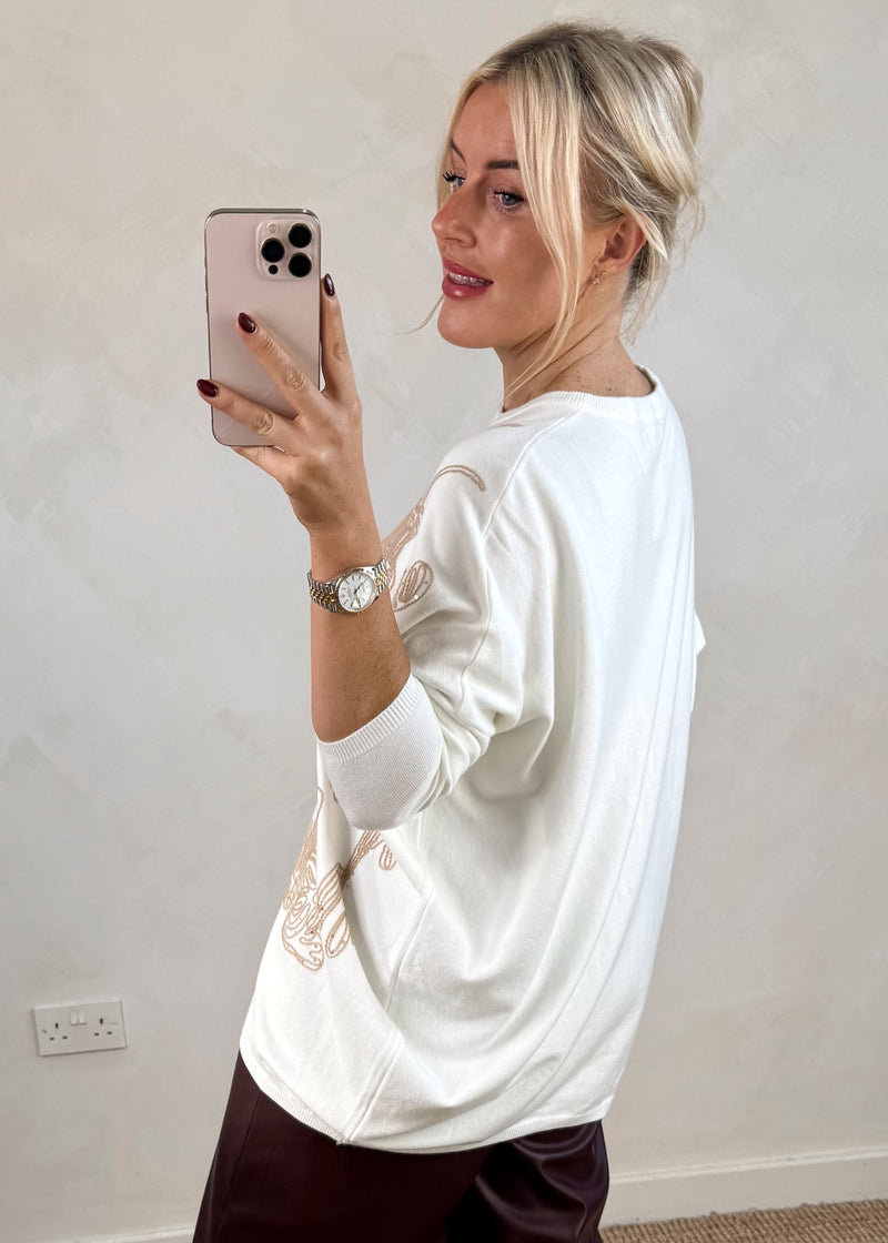 Shelley Embroidered knit - winter white-The Style Attic