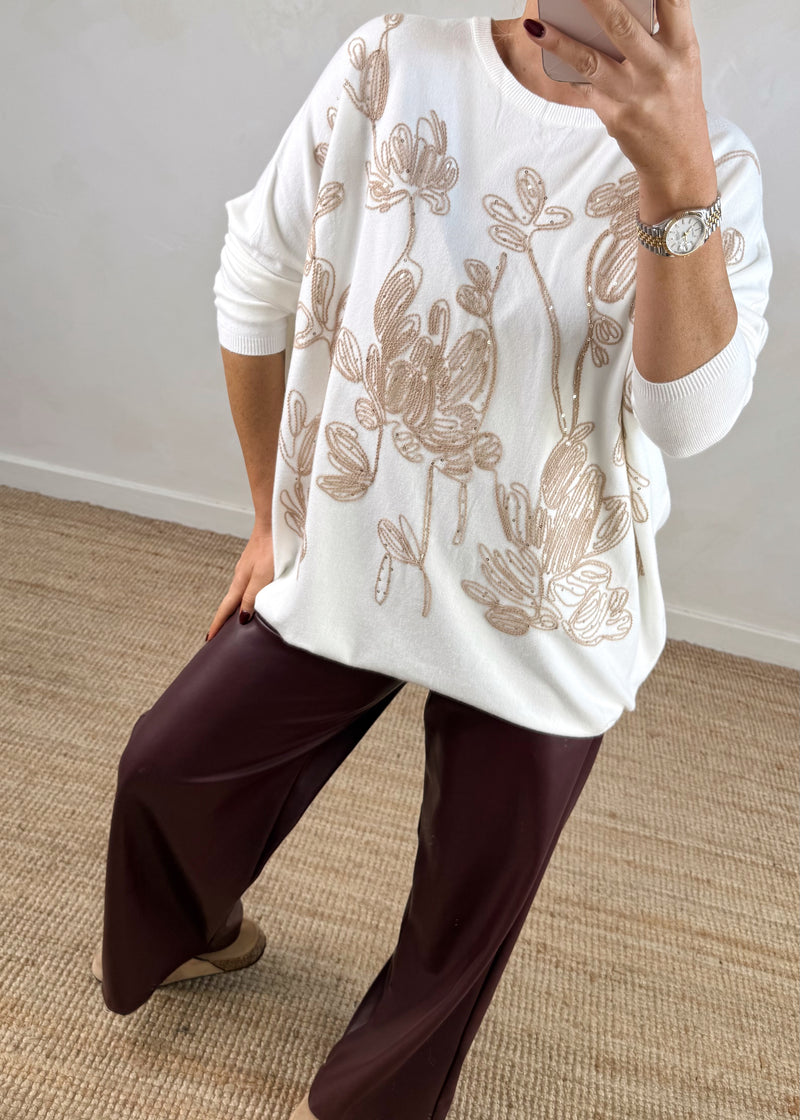 Shelley Embroidered knit - winter white-The Style Attic