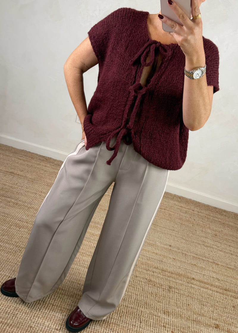 Shona tie front knit - Merlot-The Style Attic