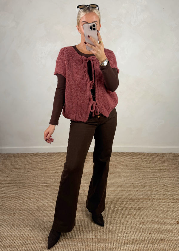 Shona tie front knit - autumn rose-The Style Attic