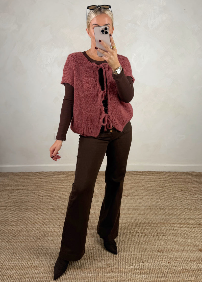 Shona tie front knit - autumn rose-The Style Attic