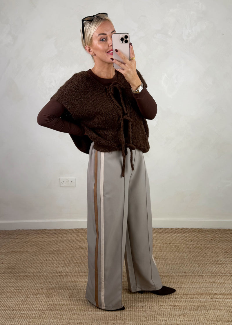 Shona tie front knit - chocolate-The Style Attic