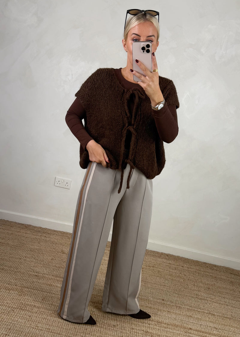 Shona tie front knit - chocolate-The Style Attic