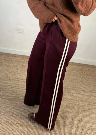 Side stripe trouser - Merlot-The Style Attic