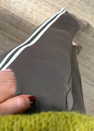Side stripe trouser - Taupe-The Style Attic