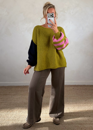 Side stripe trouser - Taupe-The Style Attic