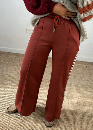 Side stripe trouser - Terracotta-The Style Attic