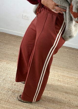 Side stripe trouser - Terracotta-The Style Attic
