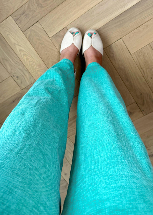 Siento linen pants - aqua-The Style Attic