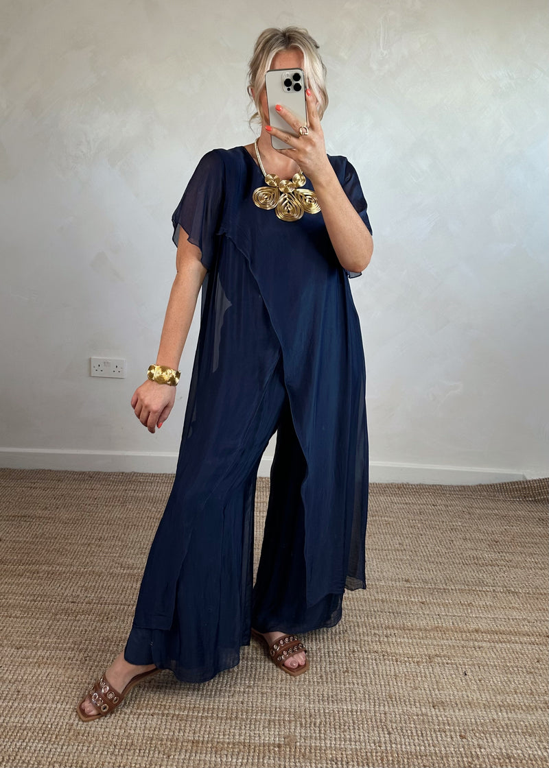 Silk X front co-ord set - black-The Style Attic