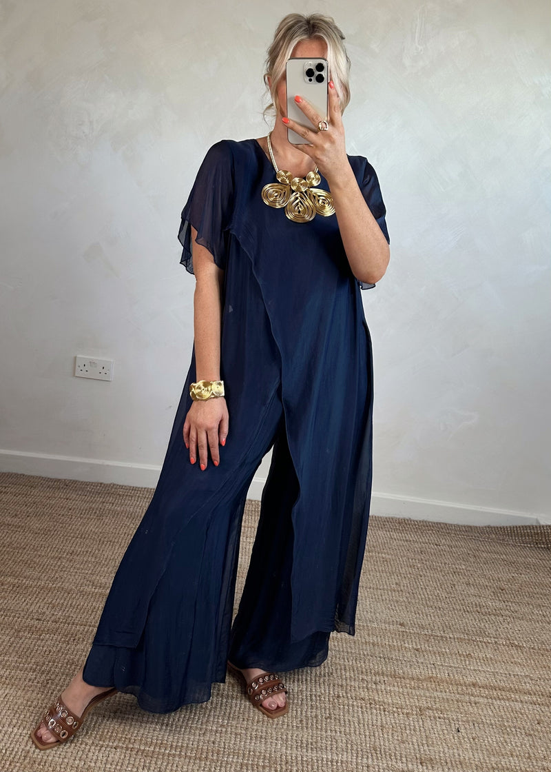 Silk X front co-ord set - black-The Style Attic