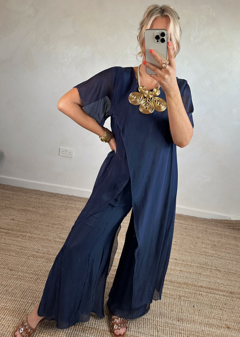 Silk X front co-ord set - black-The Style Attic