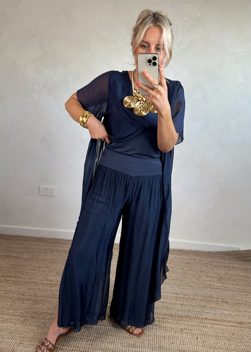 Silk X front co-ord set - black-The Style Attic