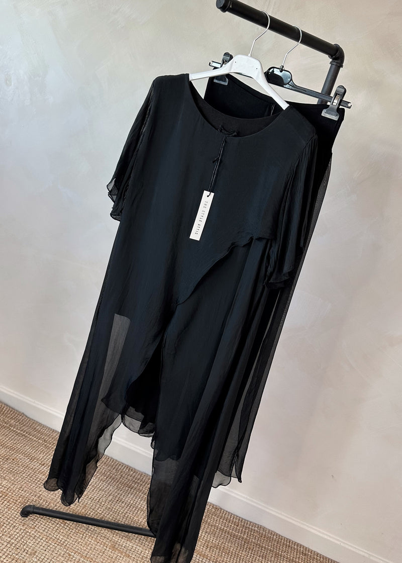 Silk X front co-ord set - black-The Style Attic