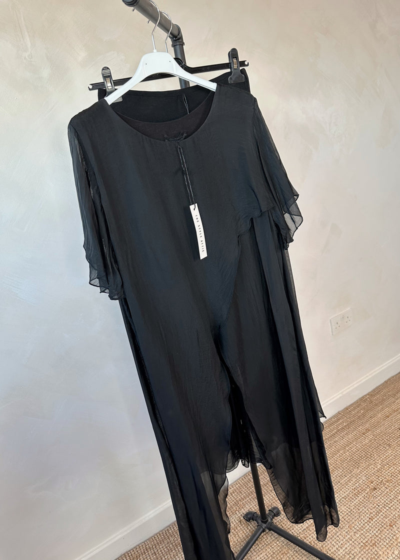 Silk X front co-ord set - black-The Style Attic