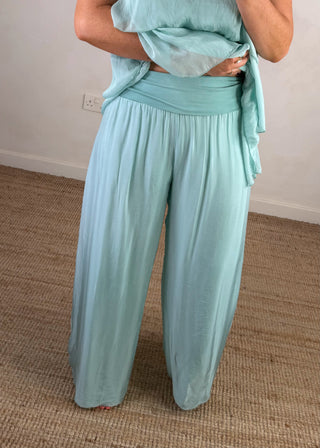 Silk bubble hem trouser - Olive-The Style Attic