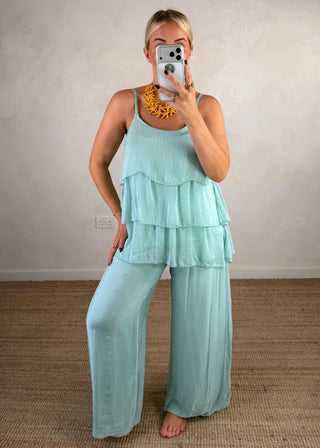 Silk bubble hem trouser - Powder blue-The Style Attic