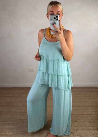 Silk bubble hem trouser - Powder blue-The Style Attic