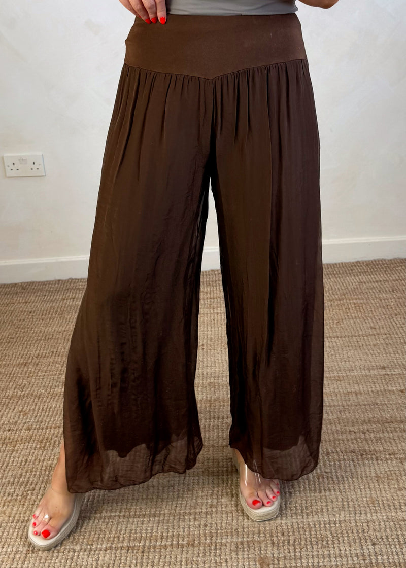 Silk tie co-ord set - brown-The Style Attic