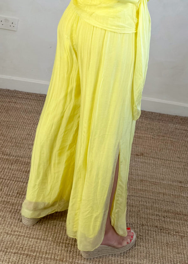 Silk tie co-ord set - lemon-The Style Attic