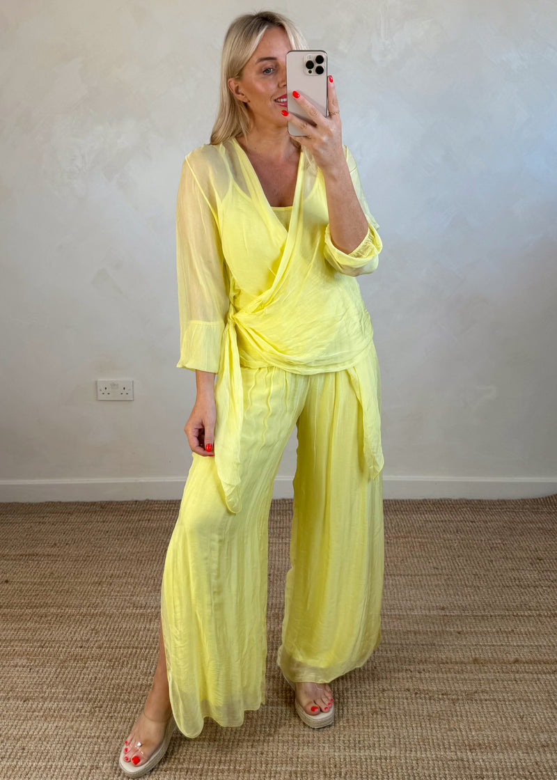 Silk tie co-ord set - lemon-The Style Attic