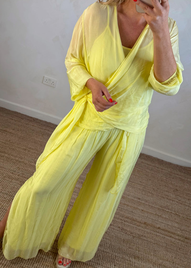 Silk tie co-ord set - lemon-The Style Attic