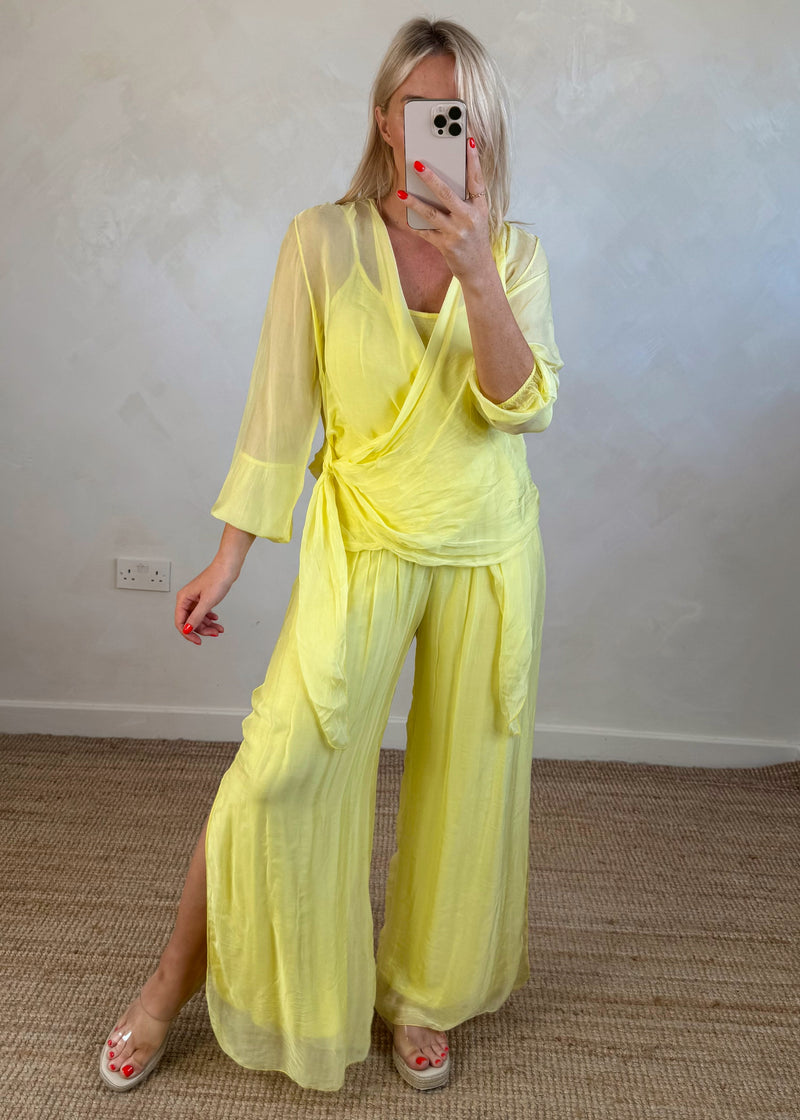 Silk tie co-ord set - lemon-The Style Attic