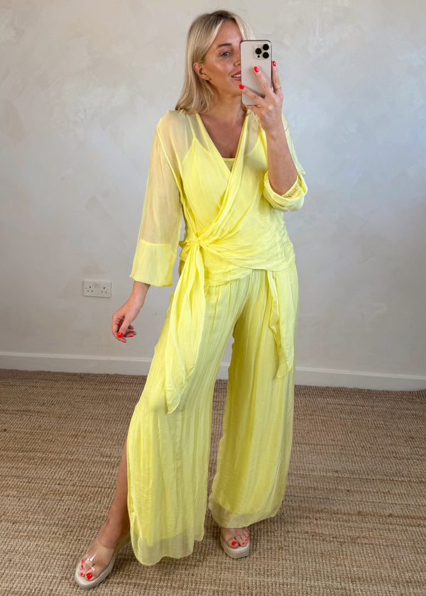 Silk tie co-ord set - lemon-The Style Attic