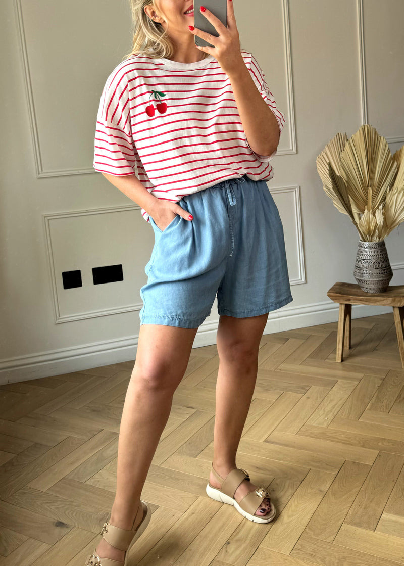 Simona denim shorts - light-The Style Attic