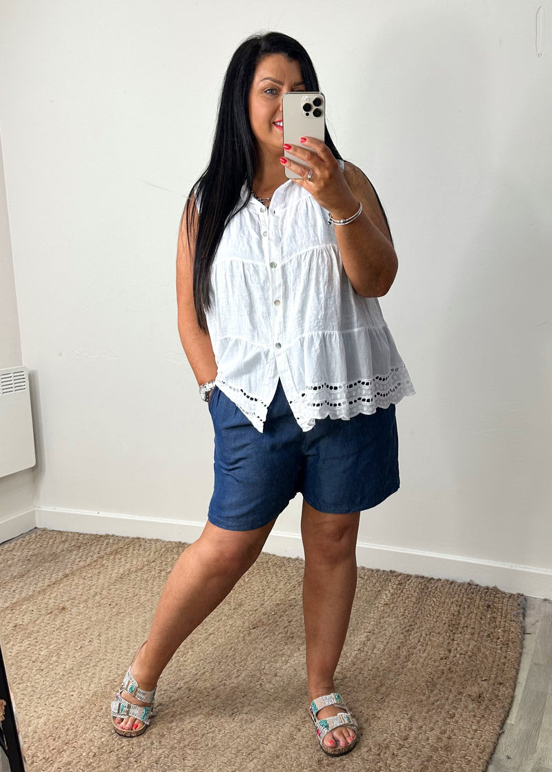 Simona denim shorts - light-The Style Attic