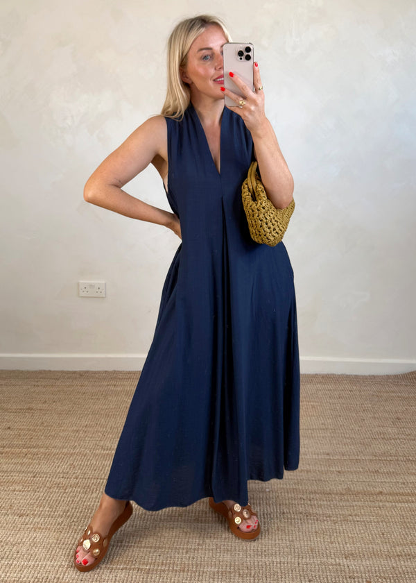 Simona dress - navy-The Style Attic