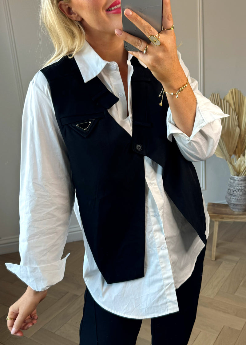 Simons waistcoat shirt - white-The Style Attic