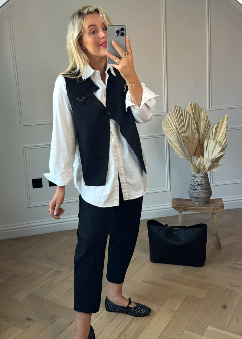 Simons waistcoat shirt - white-The Style Attic