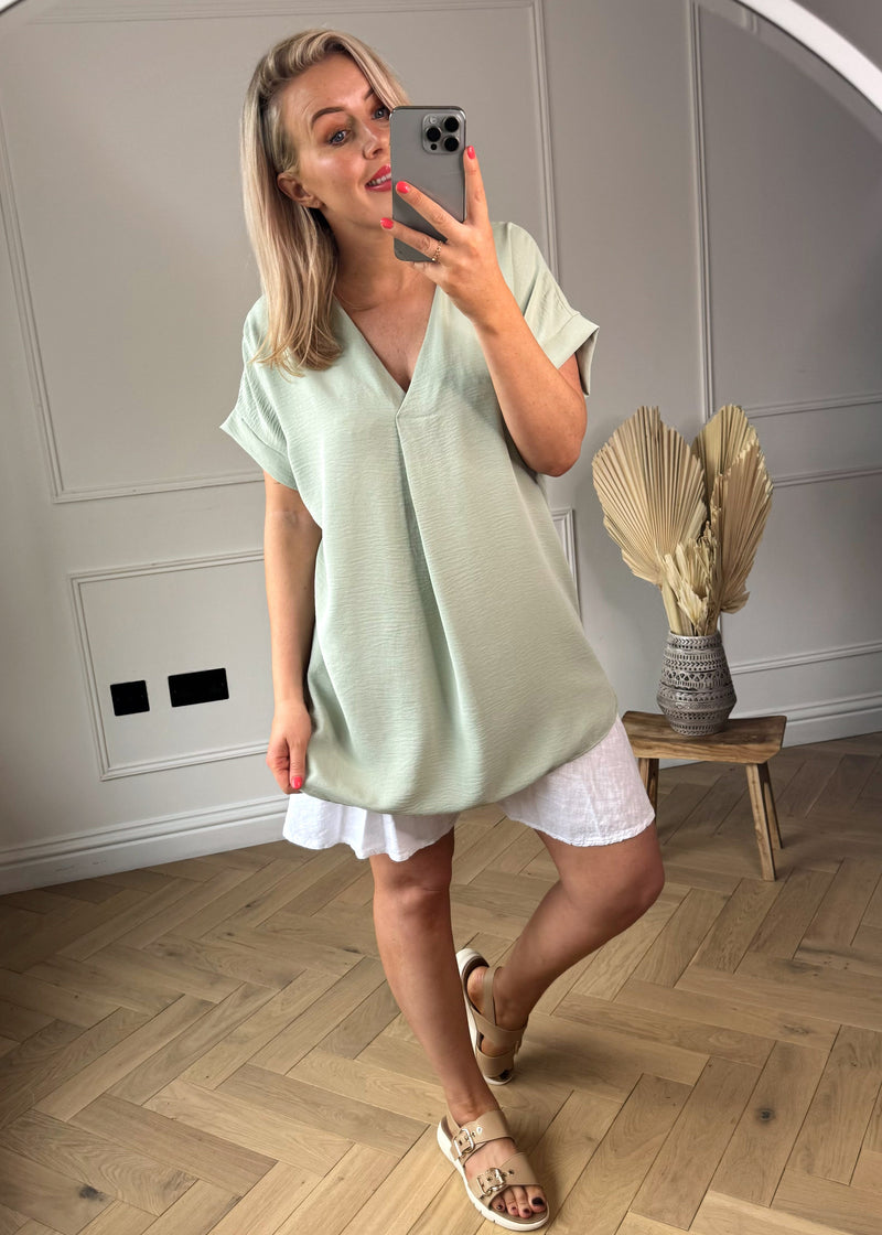 Simple necklace tee - light sage-The Style Attic