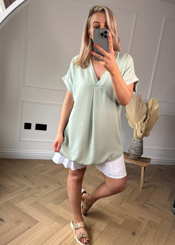 Simple necklace tee - light sage-The Style Attic