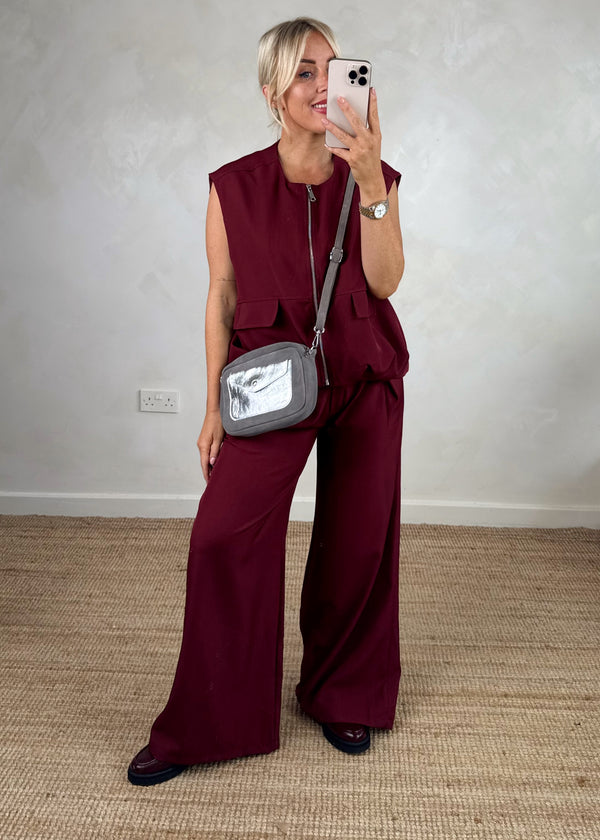 Sissy wide leg trouser - Merlot-The Style Attic