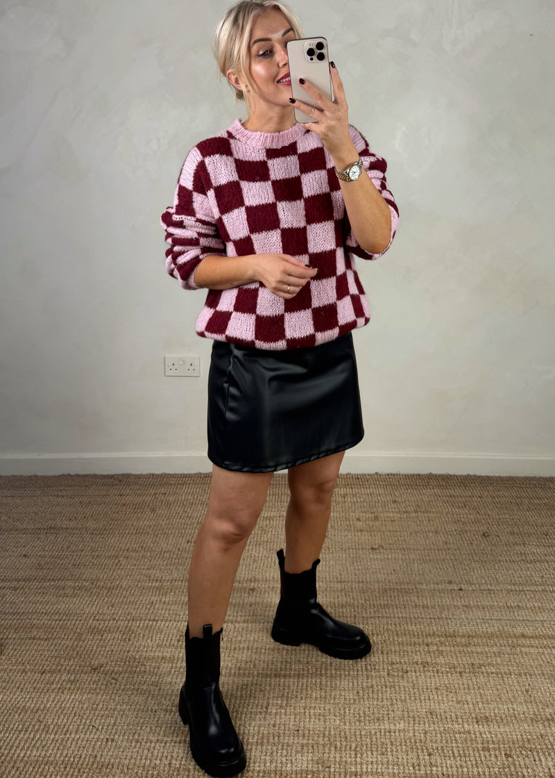 Skater girl knit - merlot-The Style Attic