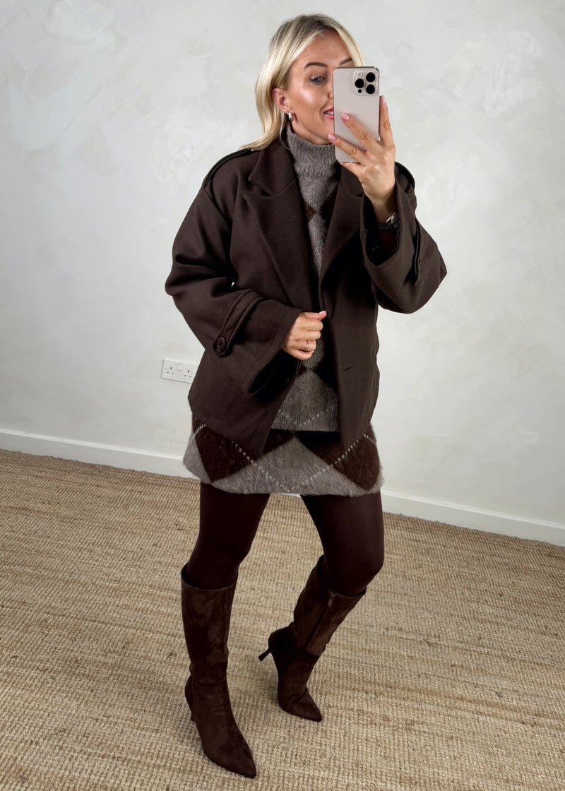 Skye Belted jacket - chocolate-The Style Attic