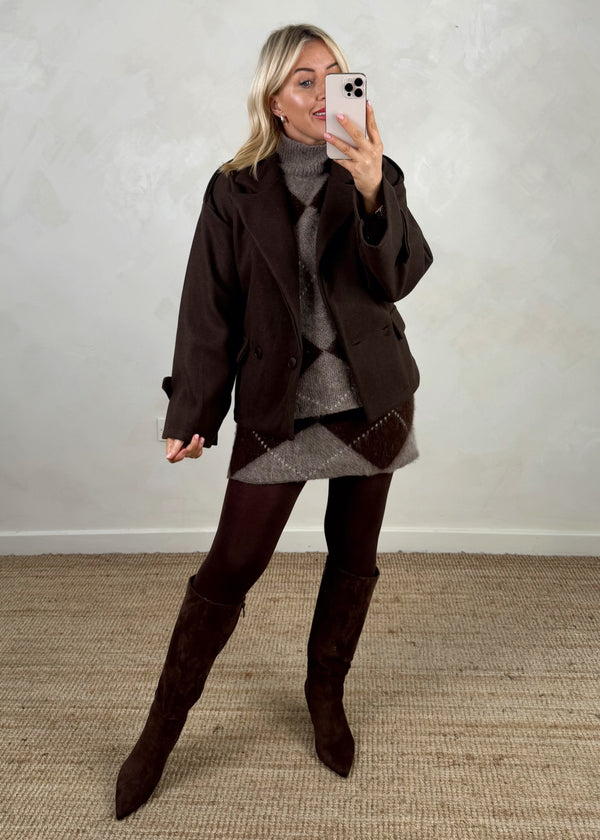 Skye Belted jacket - chocolate-The Style Attic