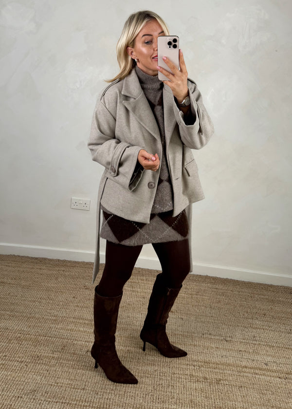 Skye Belted jacket - taupe-The Style Attic