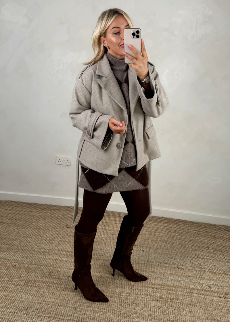 Skye Belted jacket - taupe-The Style Attic