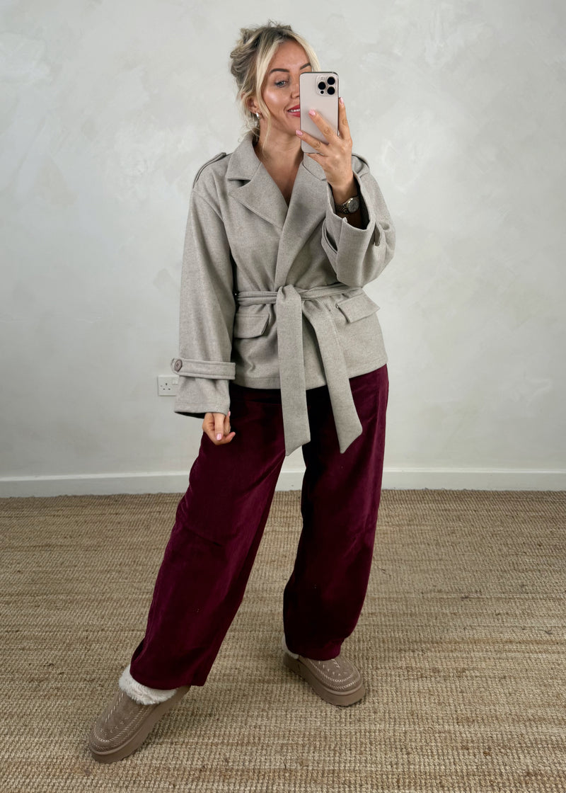 Skye Belted jacket - taupe-The Style Attic