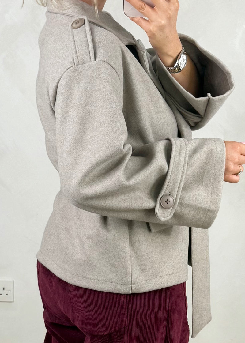 Skye Belted jacket - taupe-The Style Attic