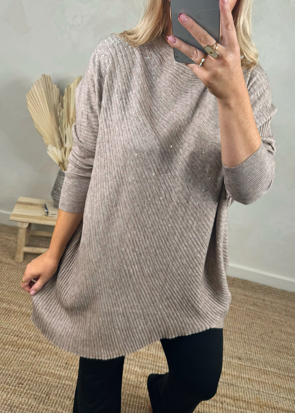 Skylar diamanté knit - oatmeal-The Style Attic