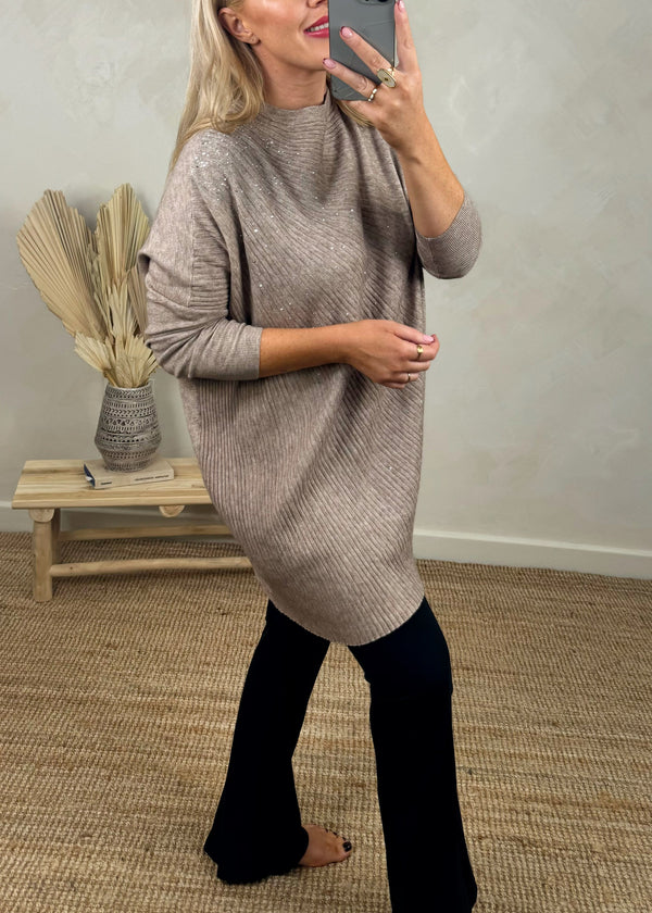 Skylar diamanté knit - oatmeal-The Style Attic