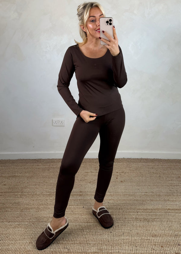 Slinky base layer co-ord - chocolate-The Style Attic