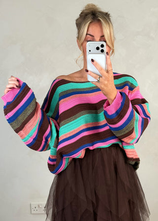 Slouchy striped knit - Pink-The Style Attic