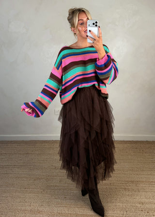 Slouchy striped knit - Pink-The Style Attic