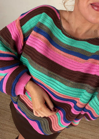 Slouchy striped knit - Pink-The Style Attic